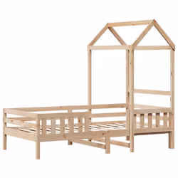 vidaXL Bed Frame with Roof Home Bed Base Mattress Foundation Solid Wood Pine - natural, 80 x 200 cm