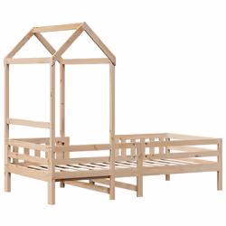 vidaXL Bed Frame with Roof Home Bed Base Mattress Foundation Solid Wood Pine - natural, 75 x 190 cm - Additional view 7