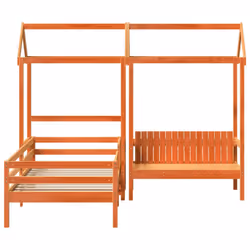 vidaXL Bed and Bench Set with Roof Kids Bed Frame Bed Base Solid Wood Pine - wax brown, 90 x 200 cm - Additional view 5