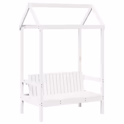 vidaXL Bed and Bench Set with Roof Kids Bed Frame Bed Base Solid Wood Pine - white, 80 x 200 cm - Additional view 4