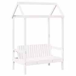 vidaXL Bed and Bench Set with Roof Kids Bed Frame Bed Base Solid Wood Pine - white, 75 x 190 cm - Additional view 4