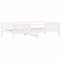 vidaXL Bed and Bench Set with Roof Kids Bed Frame Bed Base Solid Wood Pine - white, 75 x 190 cm - Additional view 6