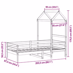 vidaXL Day Bed with Roof Sofa Bed Daybed Guest Bed 80x200 cm Solid Wood Pine