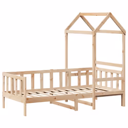 vidaXL Day Bed with Roof Sofa Bed Daybed Guest Bed 90x190 cm Solid Wood Pine - natural, 80 x 200 cm
