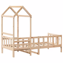 vidaXL Day Bed with Roof Sofa Bed Daybed Guest Bed 90x190 cm Solid Wood Pine - natural, 80 x 200 cm - Additional view 7