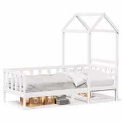 vidaXL Day Bed with Roof Sofa Bed Guest Bed White 80x200 cm Solid Wood Pine