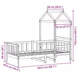 vidaXL Day Bed with Roof Sofa Bed Guest Bed White 80x200 cm Solid Wood Pine