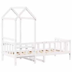 vidaXL Day Bed with Roof Sofa Bed Guest Bed White 80x200 cm Solid Wood Pine - Additional view 7