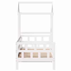 vidaXL Day Bed with Roof Bedroom Sofa Bed Daybed Guest Bed Wax Solid Wood Pine - white, 80 x 200 cm - Additional view 6