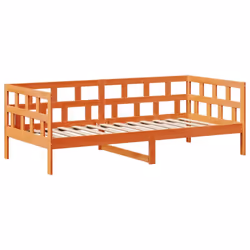 vidaXL Day Bed Set with Roof Sofa Bed Daybed Guest Bed Wax Solid Wood Pine - wax brown, 90 x 200 cm