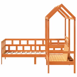 vidaXL Day Bed Set with Roof Sofa Bed Daybed Guest Bed Wax Solid Wood Pine - wax brown, 90 x 200 cm - Additional view 6