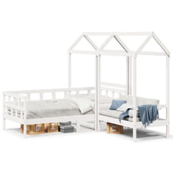 vidaXL Day Bed Set with Roof Sofa Bed Daybed Guest Bed Wax Solid Wood Pine - white, 80 x 200 cm