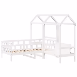 vidaXL Day Bed Set with Roof Sofa Bed Daybed Guest Bed Wax Solid Wood Pine - white, 80 x 200 cm