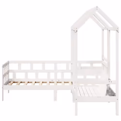 vidaXL Day Bed Set with Roof Sofa Bed Daybed Guest Bed Wax Solid Wood Pine - white, 80 x 200 cm - Additional view 7