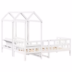 vidaXL Day Bed Set with Roof Sofa Bed Daybed Guest Bed Wax Solid Wood Pine - white, 80 x 200 cm - Additional view 8