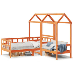 vidaXL Day Bed Set with Roof Sofa Bed Daybed Guest Bed Wax Solid Wood Pine - wax brown, 80 x 200 cm