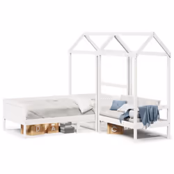 vidaXL Day Bed and Bench Set with Roof Sofa White 90x190 cm Solid Wood Pine