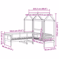 vidaXL Day Bed and Bench Set with Roof Sofa White 90x190 cm Solid Wood Pine