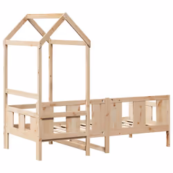 vidaXL Day Bed with Roof Sofa Bed Daybed Guest Bed 80x200 cm Solid Wood Pine - 80 x 200 cm - Additional view 7