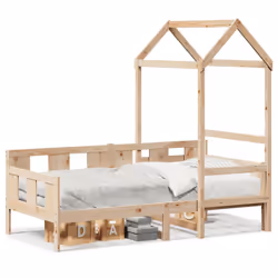 vidaXL Day Bed with Roof Sofa Bed Daybed Guest Bed 80x200 cm Solid Wood Pine - 90 x 190 cm