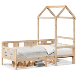 vidaXL Day Bed with Roof Sofa Bed Daybed Guest Bed 80x200 cm Solid Wood Pine - 90 x 190 cm