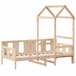 vidaXL Day Bed with Roof Sofa Bed Daybed Guest Bed 80x200 cm Solid Wood Pine - 90 x 190 cm