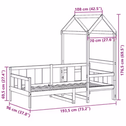 vidaXL Day Bed with Roof Sofa Bed Daybed Guest Bed 80x200 cm Solid Wood Pine - 90 x 190 cm