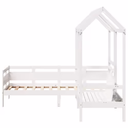 vidaXL Day Bed and Bench Set with Roof Sofa Bed 90x200 cm Solid Wood Pine - white, 80 x 200 cm - Additional view 7
