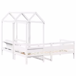 vidaXL Day Bed and Bench Set with Roof Sofa Bed 90x200 cm Solid Wood Pine - white, 80 x 200 cm - Additional view 8