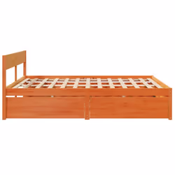 vidaXL Bed Frame with Drawers Bed Base Mattress Foundation Solid Wood Pine - wax brown, 200 x 200 cm - Additional view 4