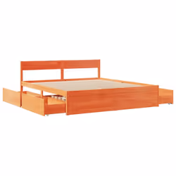 vidaXL Bed Frame with Drawers Bed Base Mattress Foundation Solid Wood Pine - wax brown, 200 x 200 cm - Additional view 6