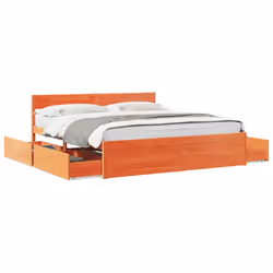 vidaXL Bed Frame with Drawers Bed Base Mattress Foundation Solid Wood Pine - wax brown, 180 x 200 cm