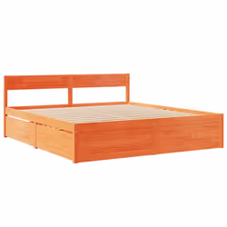 vidaXL Bed Frame with Drawers Bed Base Mattress Foundation Solid Wood Pine - wax brown, 180 x 200 cm
