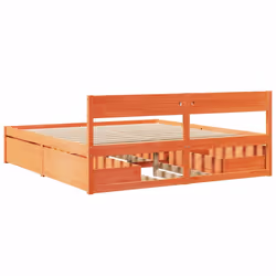 vidaXL Bed Frame with Drawers Bed Base Mattress Foundation Solid Wood Pine - wax brown, 180 x 200 cm - Additional view 5