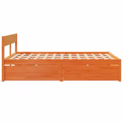 vidaXL Bed Frame with Drawers Bed Base Mattress Foundation Solid Wood Pine - wax brown, 140 x 200 cm - Additional view 4