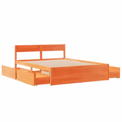 vidaXL Bed Frame with Drawers Bed Base Mattress Foundation Solid Wood Pine - wax brown, 140 x 200 cm - Additional view 6
