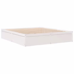 vidaXL Bed Frame Home Bed Base Bedstead Mattress Foundation Solid Wood Pine - White, 200 x 200 cm