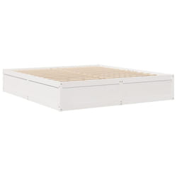 vidaXL Bed Frame Home Bed Base Bedstead Mattress Foundation Solid Wood Pine - White, 200 x 200 cm