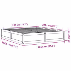 vidaXL Bed Frame Home Bed Base Bedstead Mattress Foundation Solid Wood Pine - White, 200 x 200 cm