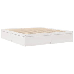vidaXL Bed Frame Home Bed Base Bedstead Mattress Foundation Solid Wood Pine - White, 180 x 200 cm