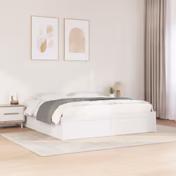 vidaXL Bed Frame Home Bed Base Bedstead Mattress Foundation Solid Wood Pine - White, 180 x 200 cm