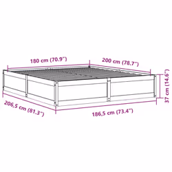 vidaXL Bed Frame Home Bed Base Bedstead Mattress Foundation Solid Wood Pine - White, 180 x 200 cm