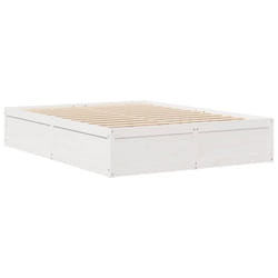 vidaXL Bed Frame Home Bed Base Bedstead Mattress Foundation Solid Wood Pine - White, 160 x 200 cm