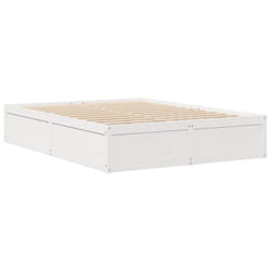 vidaXL Bed Frame Home Bed Base Bedstead Mattress Foundation Solid Wood Pine - White, 150 x 200 cm