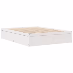 vidaXL Bed Frame Home Bed Base Bedstead Mattress Foundation Solid Wood Pine - White, 140 x 200 cm