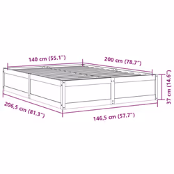 vidaXL Bed Frame Home Bed Base Bedstead Mattress Foundation Solid Wood Pine - White, 140 x 200 cm