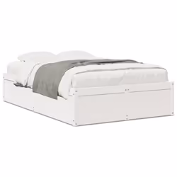 vidaXL Bed Frame Home Bed Base Bedstead Mattress Foundation Solid Wood Pine - white, 120 x 200 cm