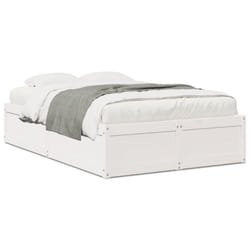 vidaXL Bed Frame Home Bed Base Bedstead Mattress Foundation Solid Wood Pine - white, 120 x 200 cm