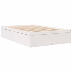 vidaXL Bed Frame Home Bed Base Bedstead Mattress Foundation Solid Wood Pine - white, 120 x 200 cm