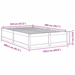 vidaXL Bed Frame Home Bed Base Bedstead Mattress Foundation Solid Wood Pine - white, 120 x 200 cm